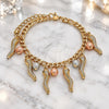 Oro Laminado Charm Bracelet, Gold Filled Style Ball Design, Matte Finish, Tricolor, 03.331.0200.08 (05 MM Thickness, 8 Inches Length)