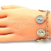 Oro Laminado Charm Bracelet, Gold Filled Style San Benito Design, Polished, Golden Finish, 03.331.0204.08