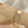 Oro Laminado Charm Bracelet, Gold Filled Style San Benito Design, Polished, Golden Finish, 03.331.0204.08