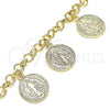 Oro Laminado Charm Bracelet, Gold Filled Style San Benito Design, Polished, Golden Finish, 03.331.0204.08