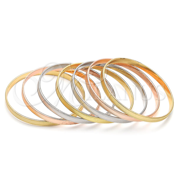 Gold Filled Jewelry — Semanario Bangle Polished Tricolor 07. 05 MM Thickness — main product view — SKU 143674 | Oro Laminado joyería — Semanario Bangle pulido Tricolor 07. 05 MM Thickness — SKU 143674