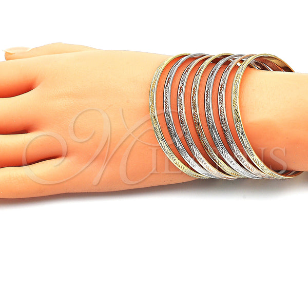 Gold Filled Jewelry — Semanario Bangle Polished Tricolor 07. 05 MM Thickness — alternate product view — SKU 143678 | Oro Laminado joyería — Semanario Bangle pulido Tricolor 07. 05 MM Thickness — SKU 143678