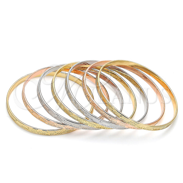 Oro Laminado Semanario Bangle, Gold Filled Style Polished, Tricolor, 07.252.0074.1.05 (05 MM Thickness, Size 5 (2.50 Diameter))