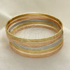 Oro Laminado Semanario Bangle, Gold Filled Style Polished, Tricolor, 07.252.0074.1.06 (05 MM Thickness, Size 6 (2.75 Diameter))