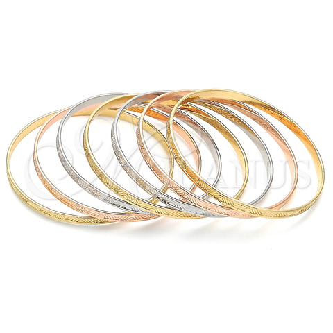 Oro Laminado Semanario Bangle, Gold Filled Style Polished, Tricolor, 07.252.0074.1.06 (05 MM Thickness, Size 6 (2.75 Diameter))