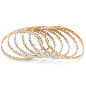 Gold Filled Jewelry — Semanario Bangle Polished Tricolor 07. 05 MM Thickness — main product view — SKU 143683 | Oro Laminado joyería — Semanario Bangle pulido Tricolor 07. 05 MM Thickness — SKU 143683