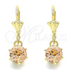 Oro Laminado Dangle Earring, Gold Filled Style with Champagne Crystal, Polished, Golden Finish, 02.122.0112