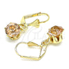 Oro Laminado Dangle Earring, Gold Filled Style with Champagne Crystal, Polished, Golden Finish, 02.122.0112