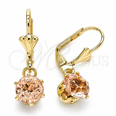 Oro Laminado Dangle Earring, Gold Filled Style with Champagne Crystal, Polished, Golden Finish, 02.122.0112