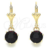 Oro Laminado Dangle Earring, Gold Filled Style with Dark Amethyst Crystal, Polished, Golden Finish, 02.122.0112.1