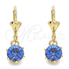 Oro Laminado Dangle Earring, Gold Filled Style with Light Sapphire Crystal, Polished, Golden Finish, 02.122.0112.2