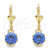 Oro Laminado Dangle Earring, Gold Filled Style with Light Sapphire Crystal, Polished, Golden Finish, 02.122.0112.2