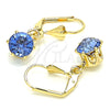 Oro Laminado Dangle Earring, Gold Filled Style with Light Sapphire Crystal, Polished, Golden Finish, 02.122.0112.2