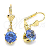 Oro Laminado Dangle Earring, Gold Filled Style with Light Sapphire Crystal, Polished, Golden Finish, 02.122.0112.2