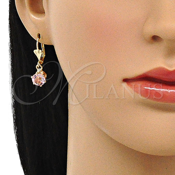 Gold Filled Ring — Dangle Earring with Pink Crystal Polished 02. — alternate product view — SKU 143697 | Oro Laminado anillo — Dangle Earring with Pink cristal pulido 02. — SKU 143697