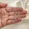 Oro Laminado Dangle Earring, Gold Filled Style with Pink Crystal, Polished, Golden Finish, 02.122.0112.3