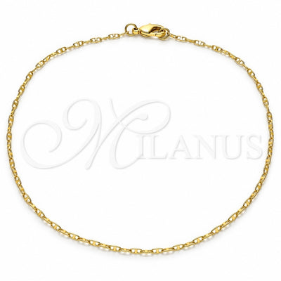 Oro Laminado Basic Anklet, Gold Filled Style Polished, Golden Finish, 04.213.0226.11 (02 MM Thickness, 11 Inches Length)