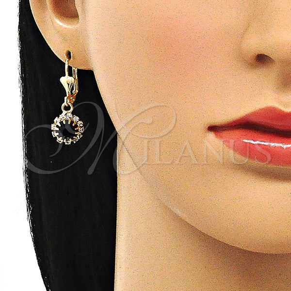 Gold Filled Ring — Dangle Earring with Black and White Crystal Polished — alternate product view — SKU 143700 | Oro Laminado anillo — Dangle Earring with negro and cristal blanco pulido — SKU 143700