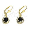 Oro Laminado Dangle Earring, Gold Filled Style with Black and White Crystal, Polished, Golden Finish, 02.122.0113