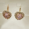 Oro Laminado Leverback Earring, Gold Filled Style Heart Design, with White and Pink Crystal, Polished, Golden Finish, 02.122.0111.2