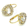 Oro Laminado Leverback Earring, Gold Filled Style Heart Design, with White Crystal, Polished, Golden Finish, 02.122.0111.3