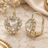 Oro Laminado Leverback Earring, Gold Filled Style Heart Design, with White Crystal, Polished, Golden Finish, 02.122.0111.3