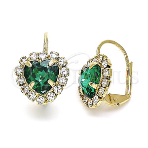 Gold Filled Ring — Leverback Earring Heart Design with Green and White — main product view — SKU 143704 | Oro Laminado anillo — Leverback Earring corazón diseño with Green and blanco — SKU 143704