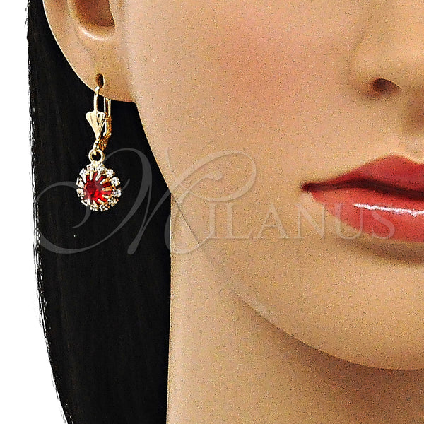 Gold Filled Ring — Dangle Earring with Garnet and White Crystal Polished — alternate product view — SKU 143707 | Oro Laminado anillo — Dangle Earring with Garnet and cristal blanco pulido — SKU 143707