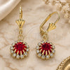 Oro Laminado Dangle Earring, Gold Filled Style with Garnet and White Crystal, Polished, Golden Finish, 02.122.0113.1