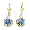 Oro Laminado Dangle Earring, Gold Filled Style with Light Sapphire and White Crystal, Polished, Golden Finish, 02.122.0113.3