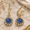 Oro Laminado Dangle Earring, Gold Filled Style with Light Sapphire and White Crystal, Polished, Golden Finish, 02.122.0113.3