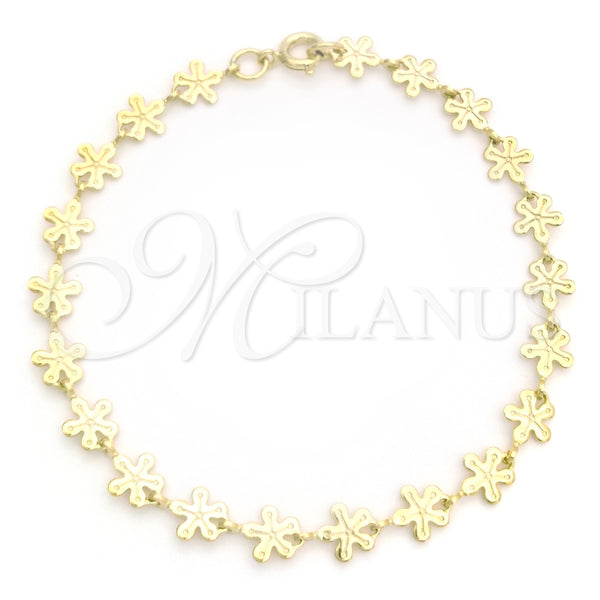 Oro Laminado Fancy Bracelet, Gold Filled Style Flower Design, Polished, Golden Finish, 03.09.0083.07 (04 MM Thickness, 7 Inches Length)