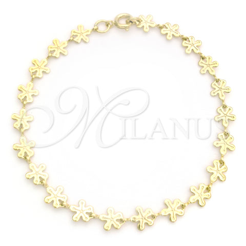 Oro Laminado Fancy Bracelet, Gold Filled Style Flower Design, Polished, Golden Finish, 03.09.0083.07 (04 MM Thickness, 7 Inches Length)