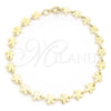 Oro Laminado Fancy Bracelet, Gold Filled Style Flower Design, Polished, Golden Finish, 03.09.0083.07 (04 MM Thickness, 7 Inches Length)