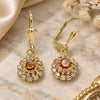 Oro Laminado Dangle Earring, Gold Filled Style with Champagne and White Crystal, Polished, Golden Finish, 02.122.0113.4
