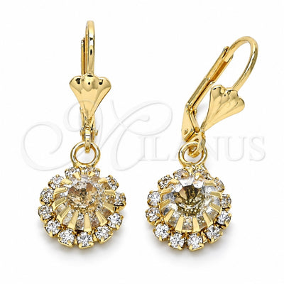 Oro Laminado Dangle Earring, Gold Filled Style with White Crystal, Polished, Golden Finish, 02.122.0113.5