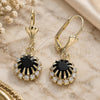 Oro Laminado Dangle Earring, Gold Filled Style with Green and White Crystal, Polished, Golden Finish, 02.122.0113.6