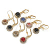 Oro Laminado Dangle Earring, Gold Filled Style with Green and White Crystal, Polished, Golden Finish, 02.122.0113.6