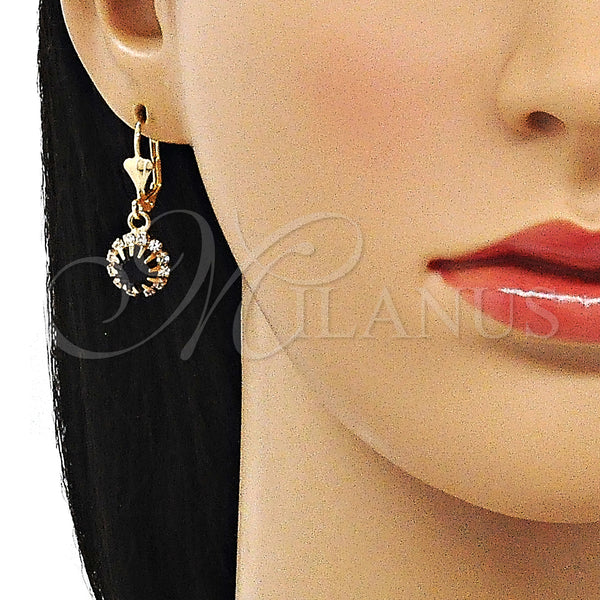 Gold Filled Ring — Dangle Earring with Dark Amethyst and White Crystal — alternate product view — SKU 143723 | Oro Laminado anillo — Dangle Earring with Dark Amethyst and cristal blanco — SKU 143723