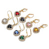 Oro Laminado Dangle Earring, Gold Filled Style Heart Design, with Sapphire Blue and White Crystal, Polished, Golden Finish, 02.122.0114.3