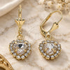 Oro Laminado Dangle Earring, Gold Filled Style Heart Design, with White Crystal, Polished, Golden Finish, 02.122.0114.5