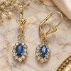 Oro Laminado Dangle Earring, Gold Filled Style with Sapphire Blue and White Crystal, Polished, Golden Finish, 02.122.0115.3