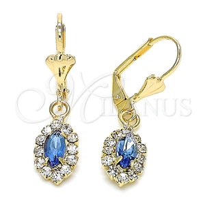 Gold Filled Ring — Dangle Earring with Sapphire Blue and White Crystal — main product view — SKU 143735 | Oro Laminado anillo — Dangle Earring with Sapphire Blue and cristal blanco — SKU 143735