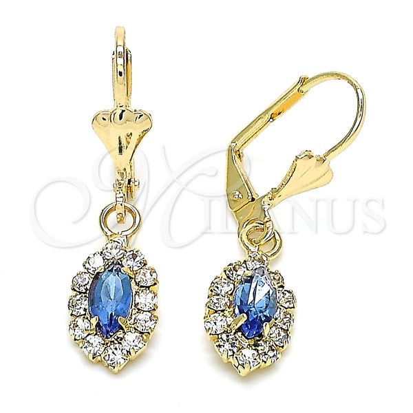 Gold Filled Ring — Dangle Earring with Sapphire Blue and White Crystal — main product view — SKU 143735 | Oro Laminado anillo — Dangle Earring with Sapphire Blue and cristal blanco — SKU 143735