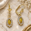 Oro Laminado Dangle Earring, Gold Filled Style with Peridot and White Crystal, Polished, Golden Finish, 02.122.0115.4