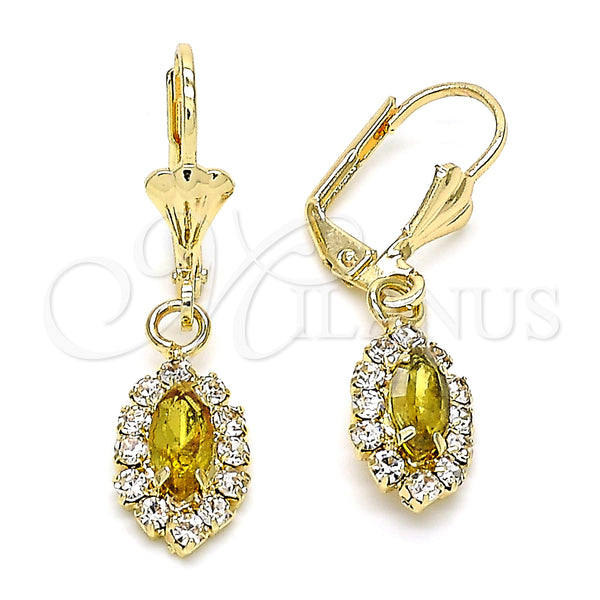 Gold Filled Ring — Dangle Earring with Peridot and White Crystal Polished — main product view — SKU 143736 | Oro Laminado anillo — Dangle Earring with Peridot and cristal blanco pulido — SKU 143736