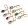 Oro Laminado Dangle Earring, Gold Filled Style with Peridot and White Crystal, Polished, Golden Finish, 02.122.0115.4