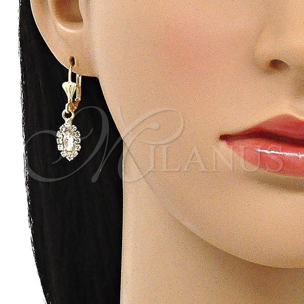 Gold Filled Ring — Dangle Earring with White Crystal Polished 02. — alternate product view — SKU 143737 | Oro Laminado anillo — Dangle Earring with cristal blanco pulido 02. — SKU 143737