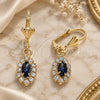 Oro Laminado Dangle Earring, Gold Filled Style with Amethyst and White Crystal, Polished, Golden Finish, 02.122.0115.7