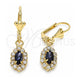 Arete Colgante 02.122.0115.7 Oro Laminado, con Cristal Amatista y Blanca, Pulido, Tono Dorado